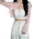 Damsk sommard cardigan med långa ärmar och snörning Enfärgad lätt tröja i polyester Elegant luftig topp för varma dagar 6