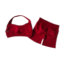 Damsk sportset med shorts och sportbh, enfärgad, nylon, spandex, bekväm och stilren för fitness och träning 9