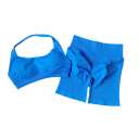 Damsk sportset med shorts och sportbh, enfärgad, nylon, spandex, bekväm och stilren för fitness och träning 6