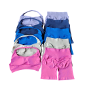 Damsk sportset med shorts och sportbh, enfärgad, nylon, spandex, bekväm och stilren för fitness och träning 7