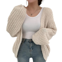Damsk stickad cardigan utan knäppning av polyester Elegant enfärgad överdrag med långa ärmar Lätt tröja i universell storlek 13