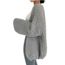 Damsk stickad cardigan utan knäppning av polyester Elegant enfärgad överdrag med långa ärmar Lätt tröja i universell storlek 2