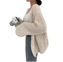 Damsk stickad cardigan utan knäppning av polyester Elegant enfärgad överdrag med långa ärmar Lätt tröja i universell storlek 4