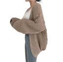 Damsk stickad cardigan utan knäppning av polyester Elegant enfärgad överdrag med långa ärmar Lätt tröja i universell storlek 5