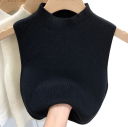 Damsk topp utan ärmar i polyester och bomull Enfärgad elegant stickad topp med rund hals Universalstorlek 8