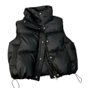 Damsk vinterväst med rullkrage och fickor Enfärgad värmande väst med dragkedja av bomull och polyester Stilig accessoar för kalla dagar 5