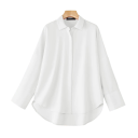 Damsk volymetrisk skjorta med lång ärm, dold knäppning, klassisk krage, bred manschett och förlängt rundat bakstycke 4