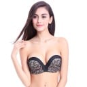 Dámska bandeau podprsenka bez ramienok s krajkou Tvarované košíčky a zapínanie na háčiky Pružný materiál Pod šaty a topy s odhalenými 5