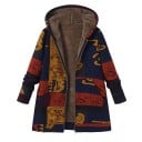 Dámska bavlnená zimná bunda s kapucňou Hrejivá plyšová podšívka z polyesteru Etnický patchwork vzor Zapínanie na zips Dlhší strih 5