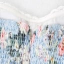 Dámska blúza bez ramienok Upnutý top s cípatým volánom a výšivkou Načesaný zadný diel Ozdobný horný lem Materiál polyester a bavlna 5