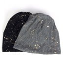 Dámska čapica beanie so zlatými kvapkami Moderný voľný model z jemne žebrovaného materiálu s prevahou bavlny Obvod hlavy 54 až 59 cm 3