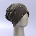 Dámská čepice ve stylu beanie se stříbřitými hvězdičkami Volný splývavý střih Směs polyesteru a bavlny Obvod hlavy 54 až 59 cm 1