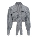 Dámská černobílá halenka s kostkovaným vzorem Krátký střih s vázáním uprostřed hrudníku Volné rukávy s manžetami Bavlna a polyester 1