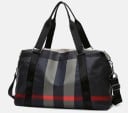 Dámská cestovní taška s kostkovaným vzorem na víkend i dovolenou Dvě ucha a odnímatelný popruh přes rameno Nylon Rozměry 32 x 21 x 52 cm 1
