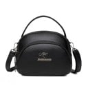 Dámská crossbody kabelka oblého tvaru s horním uchem a popruhem Více oddílů na zip Zrnitá PU kůže 21 x 17 x 10 cm Do ruky i přes rameno 1