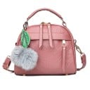 Dámská crossbody kabelka s horním uchem a ozdobným přívěskem s bambulkami Přední kapsa na zip PU kůže a polyester 22 x 20 x 11 cm 6