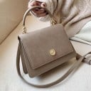 Dámska crossbody kabelka s horným uchem Do ruky aj cez rameno Klopa s kulatým zapínaním Semišový vzhľad PU kože 24 x 10 x 17 cm 6