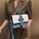 Dámska crossbody kabelka s klopou a kovovou sponou Ozdobné prešitie Krátke ucho a dlhý popruh PU koža a polyester 20 x 14 x 10 cm 6