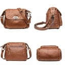 Dámská crossbody kabelka s klopou a otočným zámkem Více kapes na zip Nastavitelný popruh Vintage vzhled PU kůže 25 x 23 x 15 cm 5