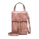 Dámská crossbody kabelka s klopou a střapcem Zipový oddíl s přihrádkami na karty Krátké ucho a dlouhý popruh PU kůže 17,5 x 12 x 5 cm 4