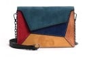 Dámska crossbody kabelka s klopou Patchworkový vzor z geometrických dielov Popruh s kovovým reťazcom PU koža a polyester 20 x 15 x 8 cm 4