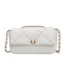 Dámská crossbody kabelka s kosočtvercovým prošíváním Klopa s otočným zámkem Řetízek propletený páskem PU kůže a polyester 21 x 6 x 13 cm 9