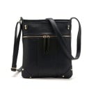 Dámská crossbody kabelka s přední kapsou na zip Plochý obdélníkový tvar Nastavitelný popruh Ozdobné kovové nýty PU kůže 23 x 26 cm 1
