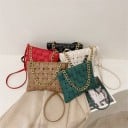 Dámska crossbody kabelka s preplétaným vzorom 27 x 20 x 4 cm Z umelej PU kože Masívny reťaz vo zlatej farbe Dlhý popruh cez rameno 7