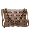 Dámská crossbody kabelka s proplétaným vzorem 27 x 20 x 4 cm Z umělé PU kůže Masivní řetěz ve zlaté barvě Dlouhý popruh přes rameno 10