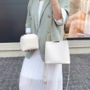 Dámská crossbody kabelka s psaníčkem Sada 2 ks Řetízek ve zlaté barvě a dlouhý popruh PU kůže a polyester Kabelka 19 x 18 x 10 cm 9
