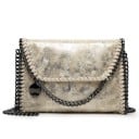 Dámská crossbody kabelka s řetízkovým popruhem Klopa lemovaná řetízkem Kulatý kovový přívěsek PU kůže a polyester Rozměr 29 x 19 x 7 cm 7