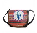 Dámska crossbody kabelka so zaoblenou klopou Motiv lapača snov Farebný geometrický vzor Látkový popruh Bavlna a polyester 18 x 19 x 7 cm 3