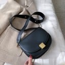 Dámska crossbody kabelka v tvare polmesiaca Klopa s kovovou sponou zlaté farby Široký popruh cez rameno PU koža a polyester 3