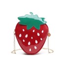 Dámská crossbody kabelka ve tvaru jahody Lesklá červená s řetízkovým popruhem Zapínání na zip PU kůže a polyester 18 x 16 x 6 cm 1
