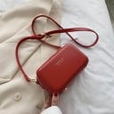 Dámská crossbody kabelka ve tvaru krabičky Zapínání na zip Kovové nožičky Nastavitelný popruh s karabinkami PU kůže 17 x 10 x 8,5 cm 8