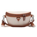 Dámská crossbody kabelka ve tvaru půlměsíce Dvoubarevná taška přes rameno z PU kůže a polyesteru Zapínání na zip 25 x 9 x 16 cm 2