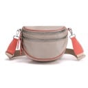Dámská crossbody kabelka ve tvaru půlměsíce z nylonu Dvě zipové přihrádky Široký nastavitelný popruh s karabinkami 23 x 18 x 13 cm 2