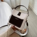 Dámska crossbody kabelka vo forme vedra Ucho do ruky Úzky a široký popruh Kontrastná predná kapsa PU koža 19 x 19 x 12,5 cm 4
