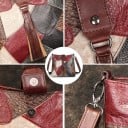 Dámska crossbody kabelka z pravej kože Patchwork vo vínových a šedých tónoch Ozdobný strapec Nastaviteľný popruh Kapsa na zips 25 x 23 x 9 cm 4