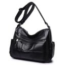 Dámská crossbody kabelka z umělé kůže Dvě přední kapsy na zip Boční kapsy Prošívaný vzhled Nastavitelný popruh 29 x 23 x 14 cm 2
