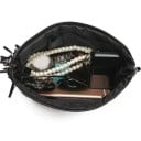 Damska czarna torebka crossbody z prawdziwej skóry z nitami i plecionymi paskami Ozdobny frędzel Uchwyt na nadgarstek i pasek na ramię 24 x 17 x 3 cm 4