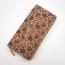 Dámska dlhá peňaženka na zips s povrchom v korkovom vzhľade Pestrý vzor Zlaté zafarbené ťahadlo zipsu PU koža 19 x 9,5 x 2,5 cm 3