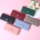 Dámska dlhá peňaženka s klopou a ozdobnou mašľou Zapínanie na patentky Množstvo priehradiek na karty PU koža a polyester 19 x 9 x 3 cm 7