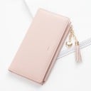 Dámska dlhá peňaženka so strapcom a príveskom v tvare srdca Štíhly obdĺžnikový tvar so zipsom PU kože a polyester 19,1 x 10,2 x 2 cm 3