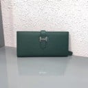 Dámska dlhá peňaženka z kože a polyesteru S klopou a kovovou prackou Zrnitý povrch Štíhly tvar Elegantný doplnok do kabelky 8
