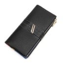 Dámska dlhá peňaženka z pravej kože so zrnitým povrchom Pásik s kovovou sponou Zips pozdĺž okraja Kontrastné prešitie 19,5 x 10 x 1,3 cm 1