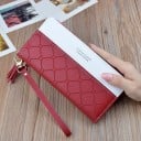 Dámska dlhá peňaženka z PU kože a polyesteru Biely pruh Prešívaný kosoštvorcový vzor Strapec Poutko na zápästie Zips 19,5 x 9,5 x 2,5 cm 2