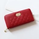 Dámska dlhá peňaženka z PU kože Prešívaný kosoštvorcový vzor Zapínanie na zips Ozdobný kovový štítok v zlatej farbe Rozmer 19 x 9,5 x 3 cm 2