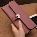 Dámska dlhá peňaženka z umelej kože s klopou Kulaté kovové zapínanie Okénko na doklad Přihrádky na karty Kapsa na zip 19 x 9 x 2 cm 6