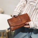 Dámska dlhá retro peňaženka s chlopňou z umelej kože PU Vintage vzhľad so zvrásneným povrchom Ozdobné prešitie Rozmery 19 x 10 x 3 cm 6